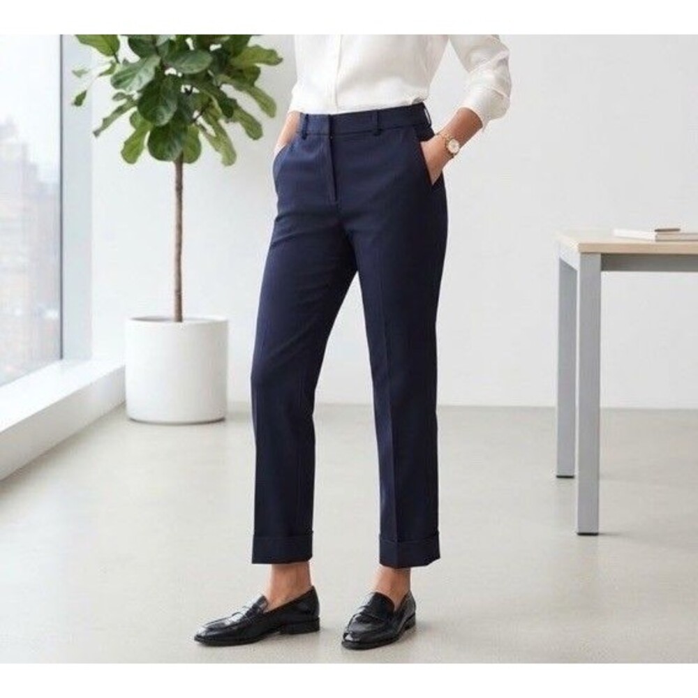 Ann Taylor Navy Blue Cuffed Hem Tailored Career Dress Pants Sz 2⁠ City Preppy